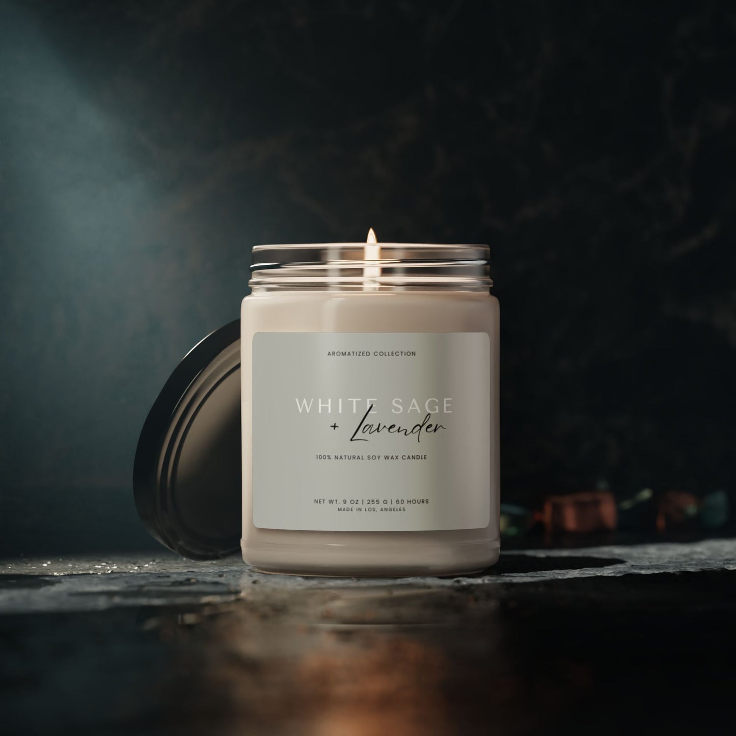 Relaxing White Sage & Lavender Soy Candle - Eco-Friendly Aromatherapy,
