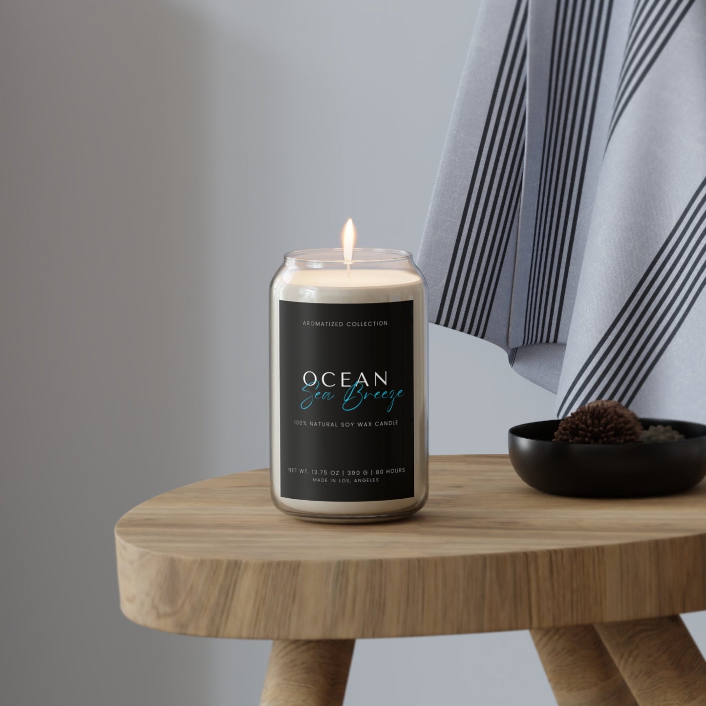 Ocean Sea Breeze Scented Soy Candle - Relaxing Aromatherapy for Home,
