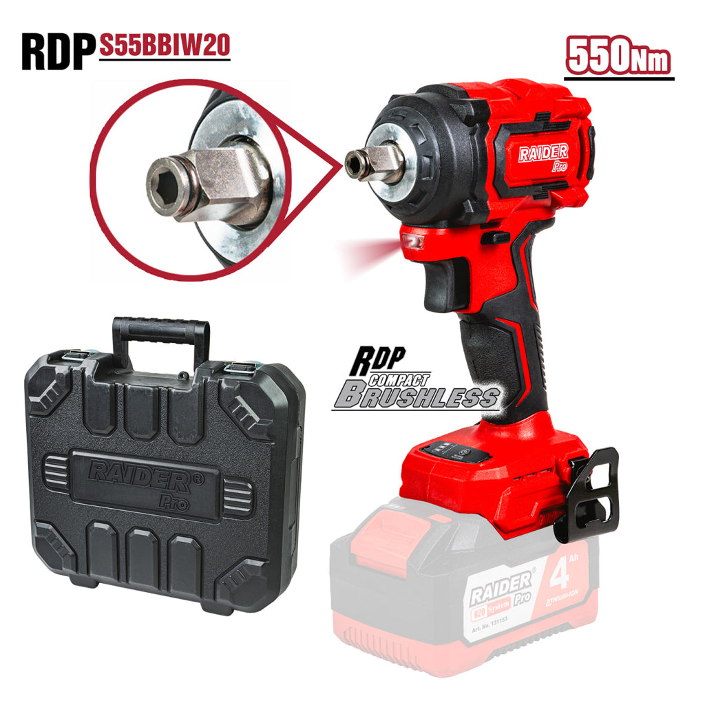 Raider R20 Masina insurubat cu impact 20V 1/2" 550Nm SOLO RDP-55BCBIW20 R20 - O baterie, multe posibilitati!