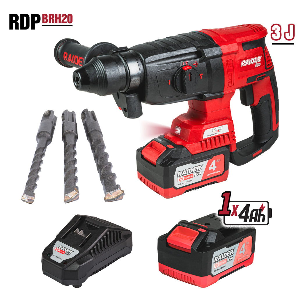 Raider R20 Ciocan rotopercutor SDS 20V 4.0Ah 3J RDP-BRH20 R20 - O baterie, multe posibilitati!