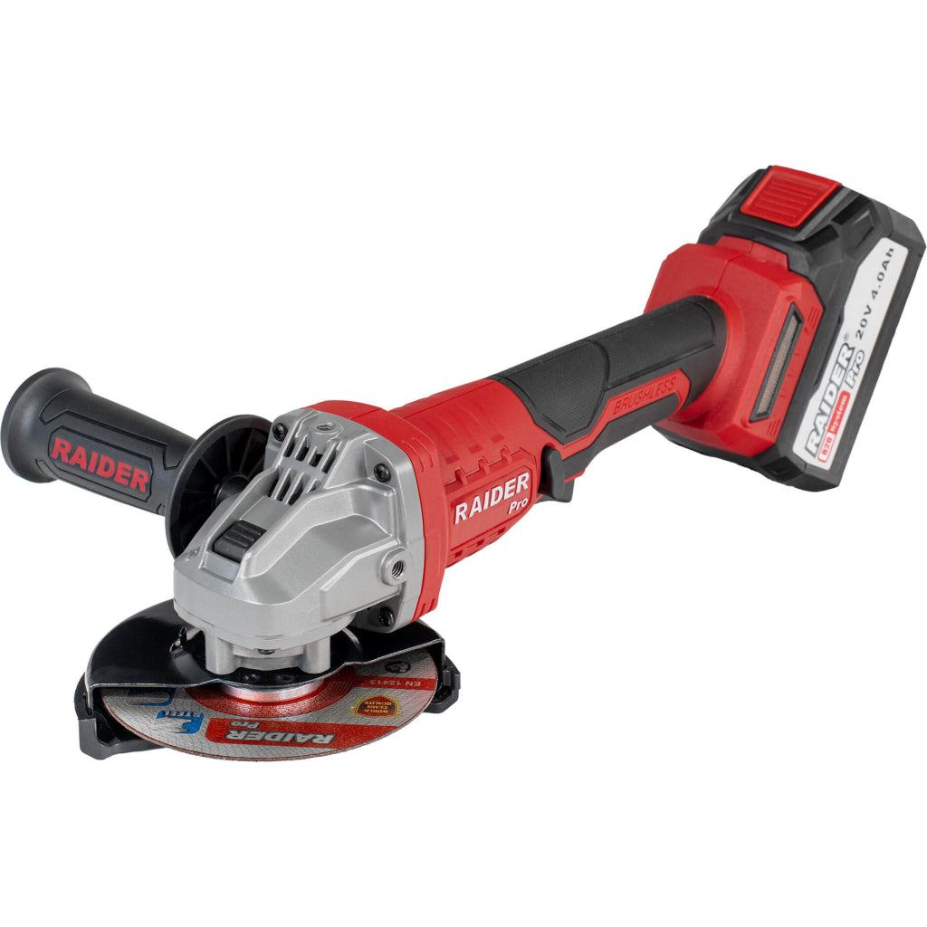 Raider R20 Polizor unghiular cu motor fara perii  Ø125mm 20V 4.0Ah RDP-PBAG20 R20 - O baterie, multe posibilitati!