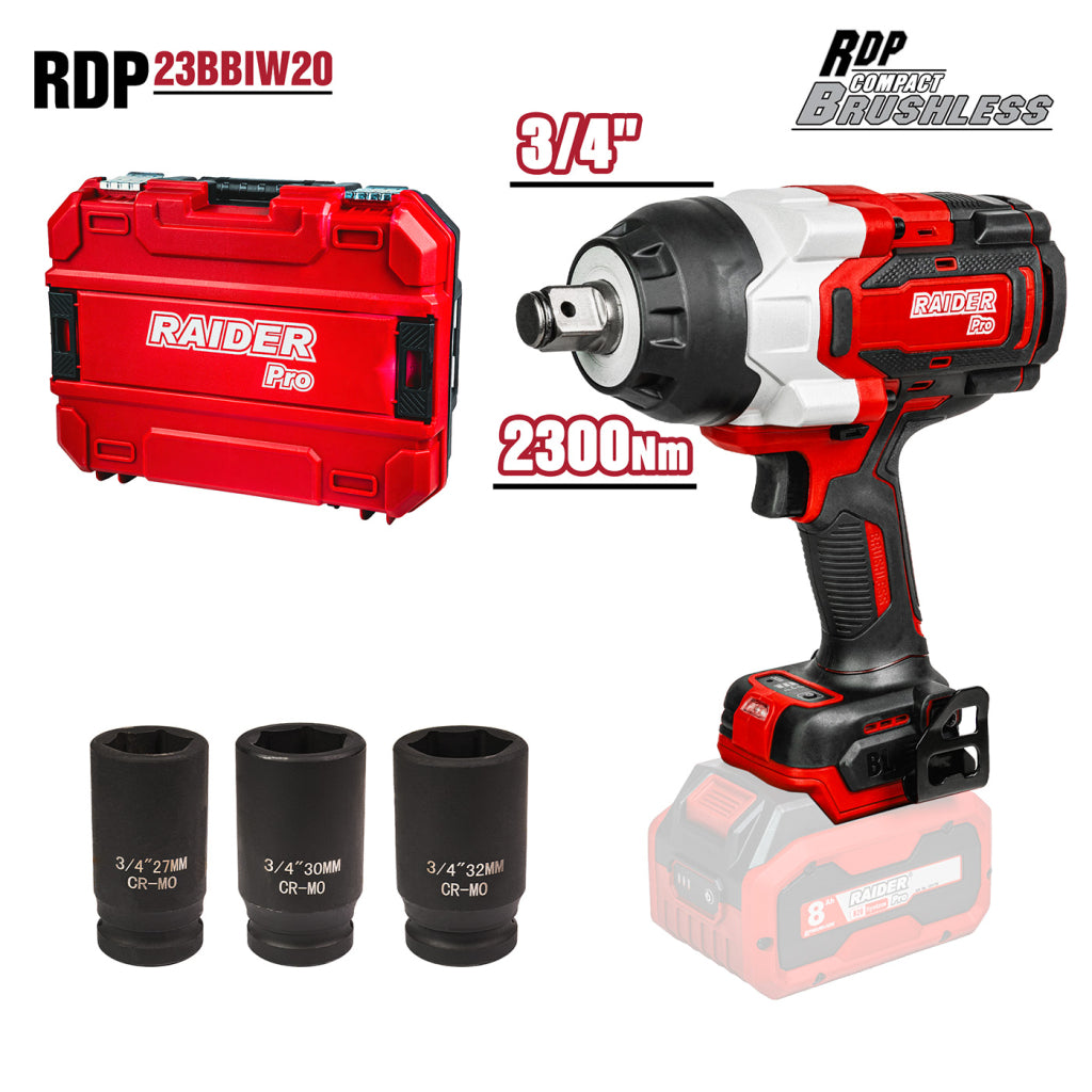 Raider R20 Masina insurubat cu impact 20V 3/4" 2300Nm SOLO RDP-23BBIW20 R20 - O baterie, multe posibilitati!