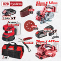 Raider R20 set rindea si 2 slefuitorare 2.0 + 4.0Ah + Accesorii RDP-BXS11 R20 - O baterie, multe posibilitati!