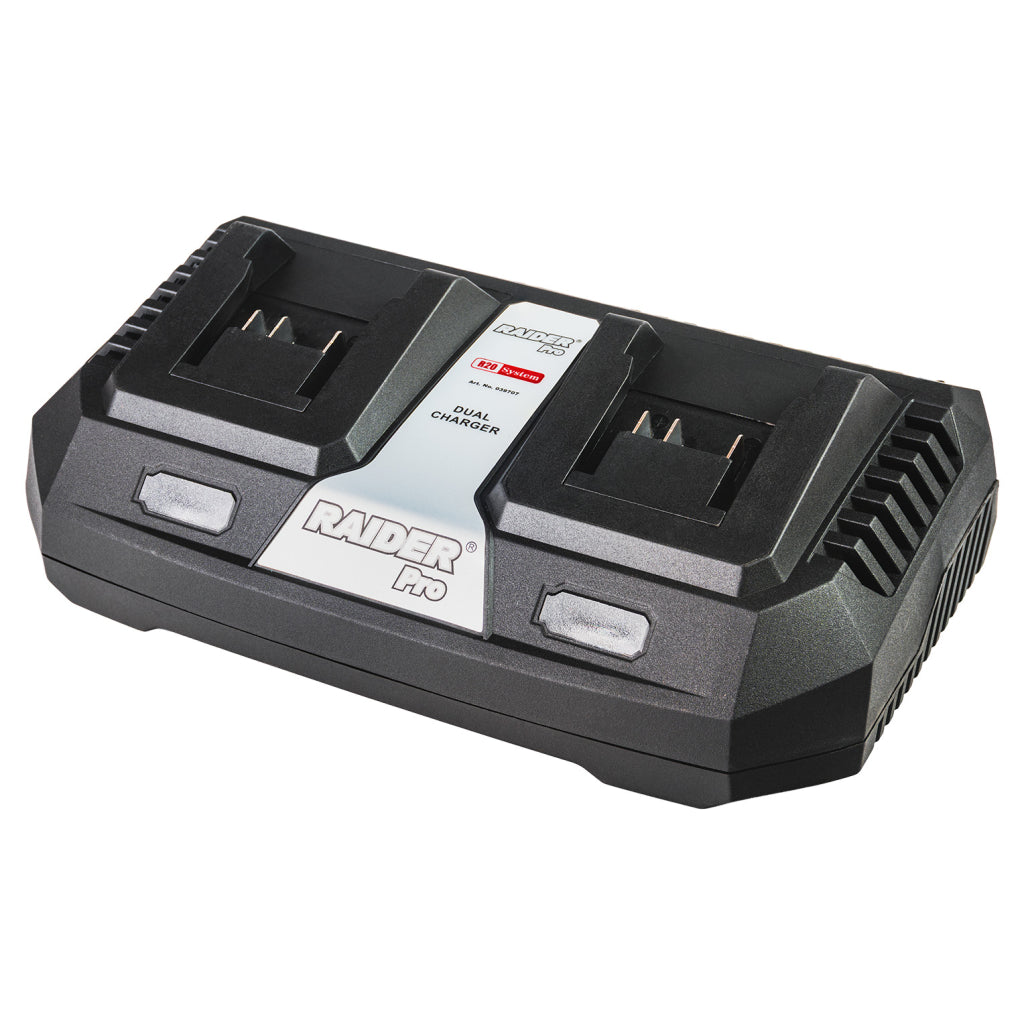 Raider R20 Incarcator dual 2x3Ah pentru acumulator 20V R20 - O baterie, multe posibilitati!