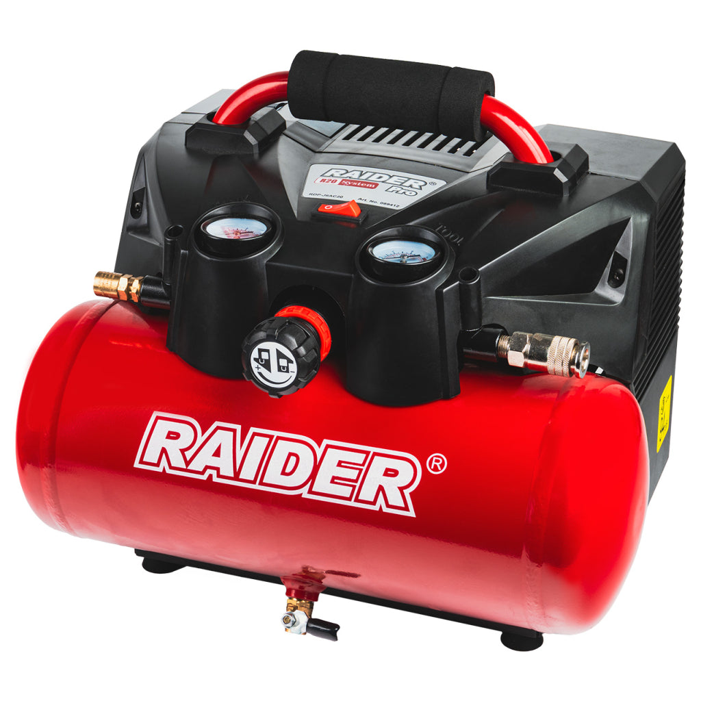 Raider R20 Compresor aer 40V cu butelie de 6L 98L/min 9bar SOLO RDP-J6AC20 R20 - O baterie, multe posibilitati!