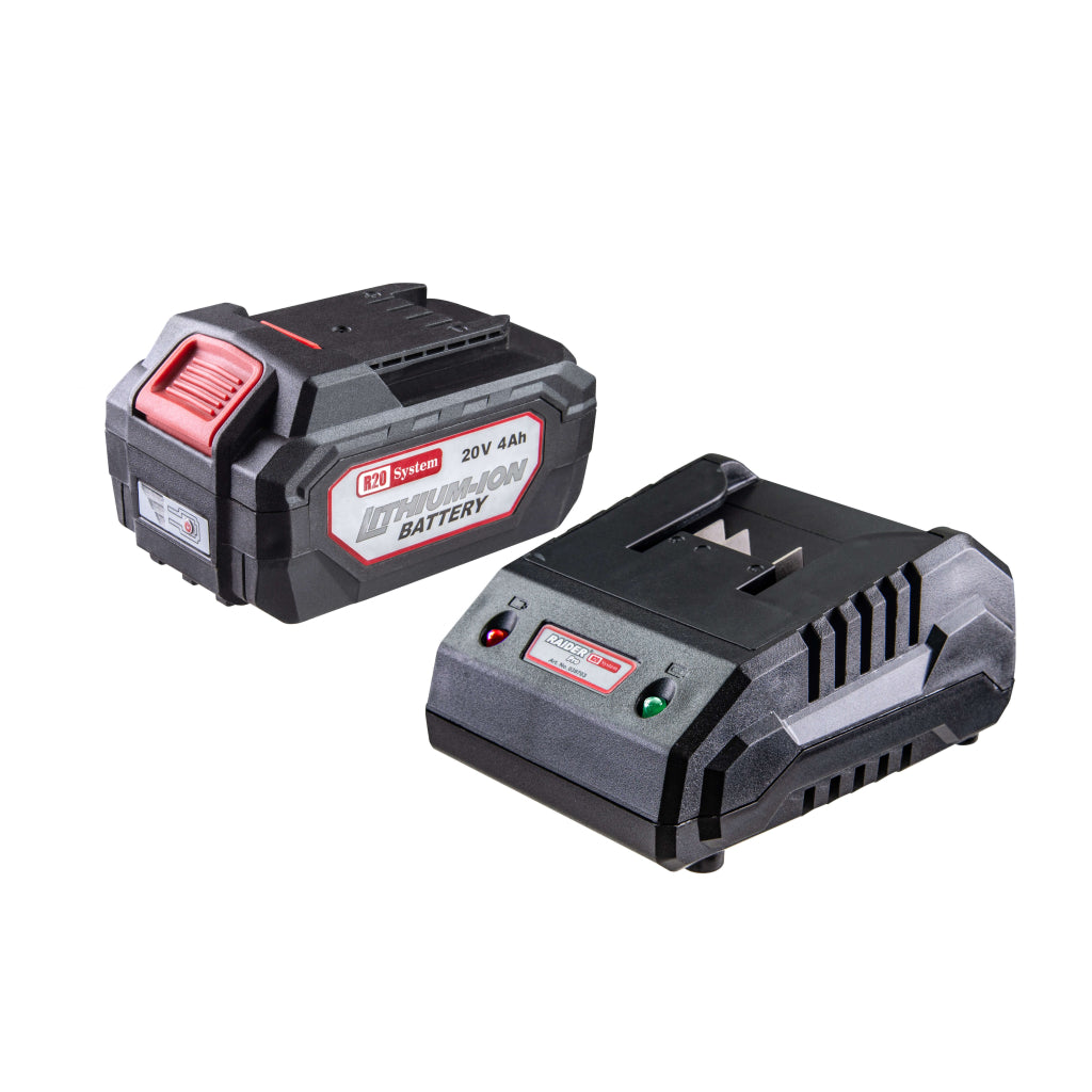 Raider R20 Set incarcator cu baza si acumulator 20V 4Ah R20 - O baterie, multe posibilitati!