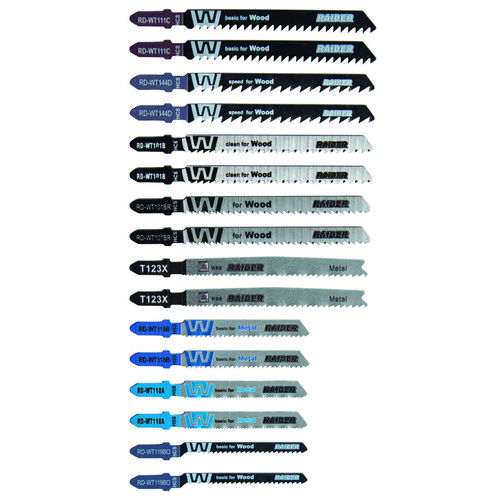 Raider Set 16 buc lame fierastrau pendular pentru lemn si metal T R20 - O baterie, multe posibilitati!