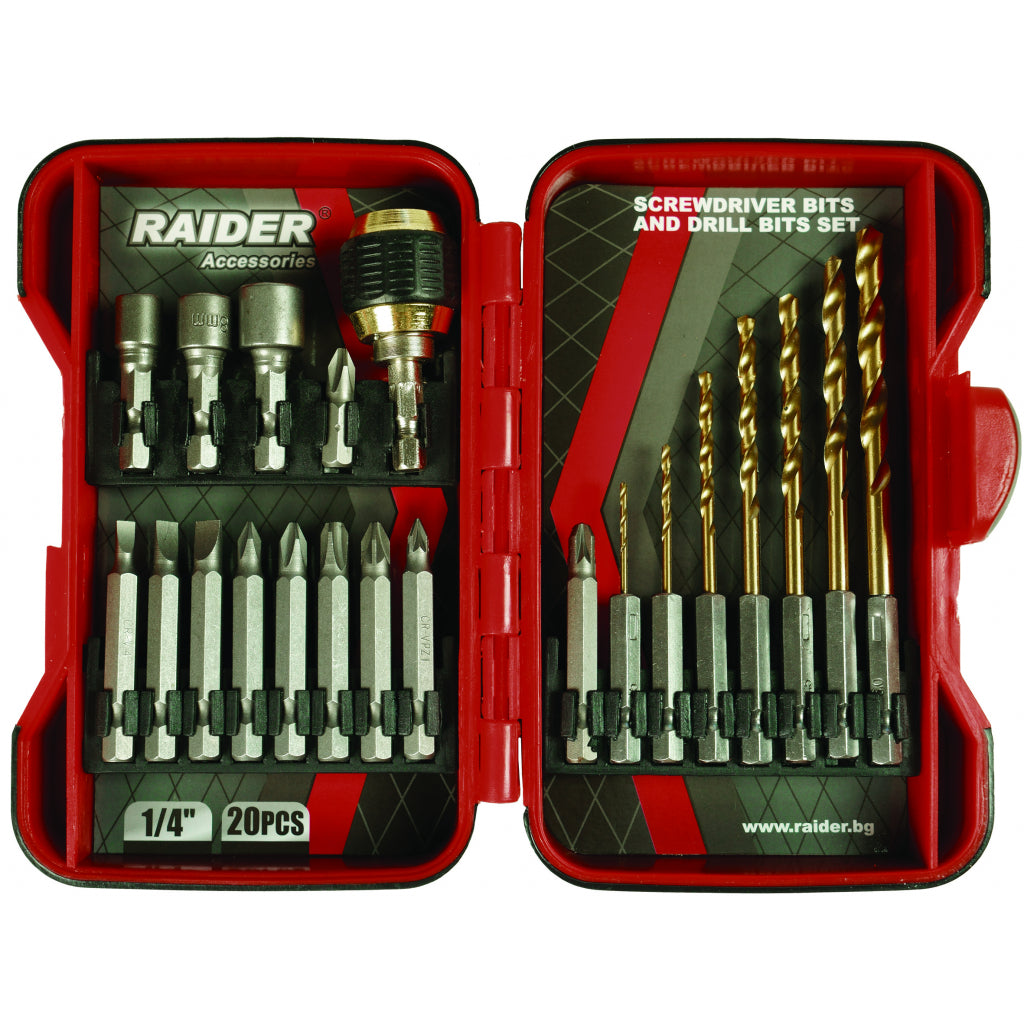 Raider trusa 20 biti si burghie pentru surubelnita R20 - O baterie, multe posibilitati!