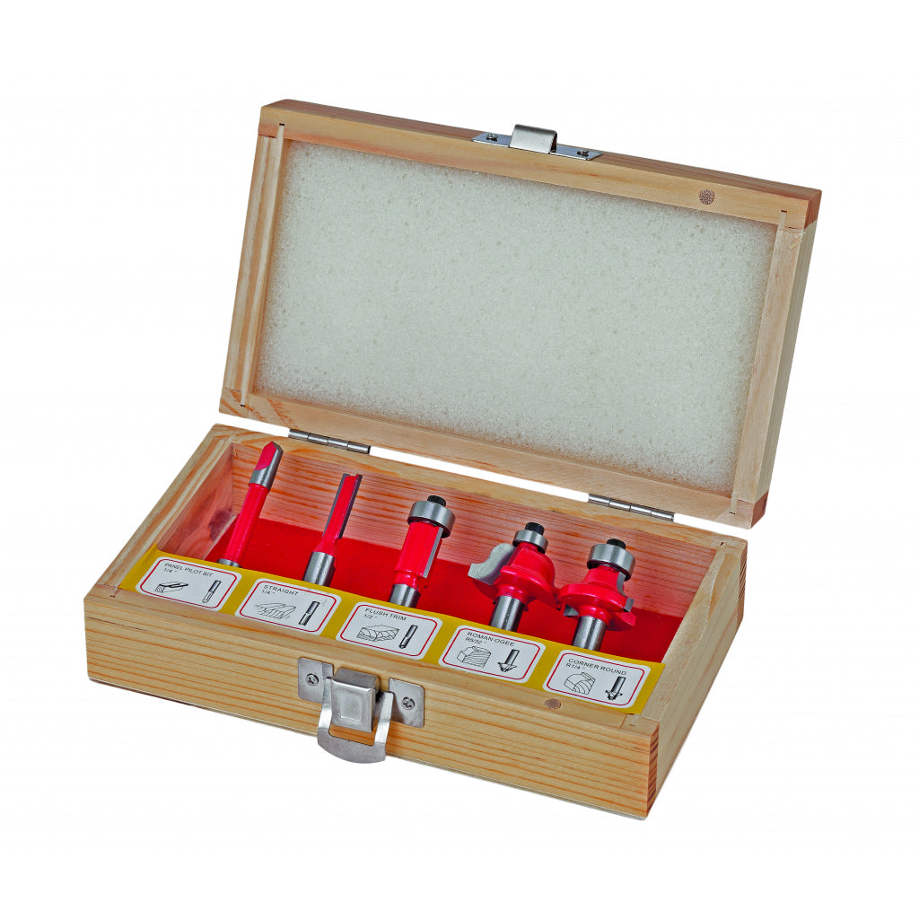 Raider trusa 5 freze profilate x 8mm pentru lemn 158302 R20 - O baterie, multe posibilitati!