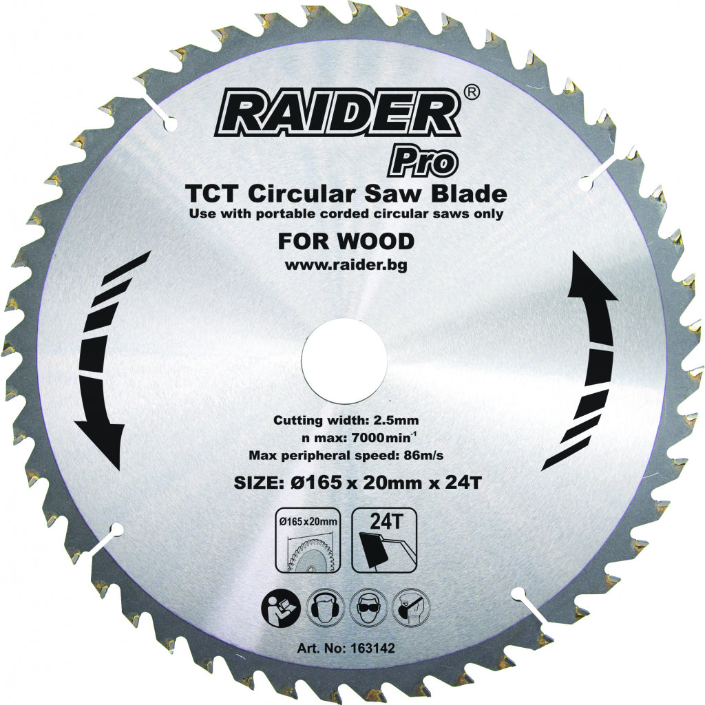 Disc circular pentru lemn 165x24Tx20mm compatibil Raider R20 R20 - O baterie, multe posibilitati!
