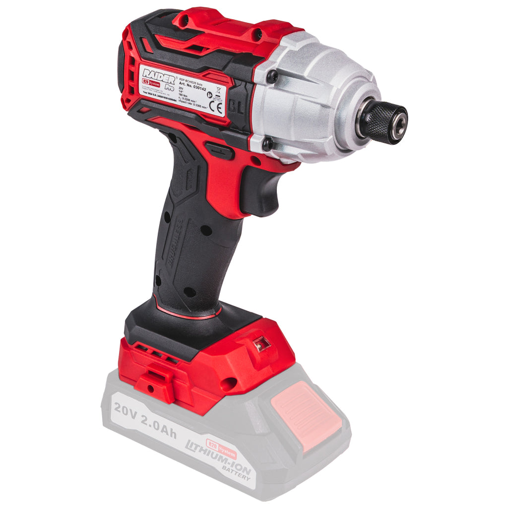 Raider R20 Masina insurubat cu impact 20V HEX1/4" 180Nm SOLO RDP-BCHID20 R20 - O baterie, multe posibilitati!