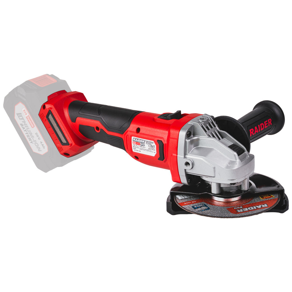 Raider R20 Polizor unghiular cu motor fara perii  Ø125mm 20V SOLO RDP-PBAG20 R20 - O baterie, multe posibilitati!