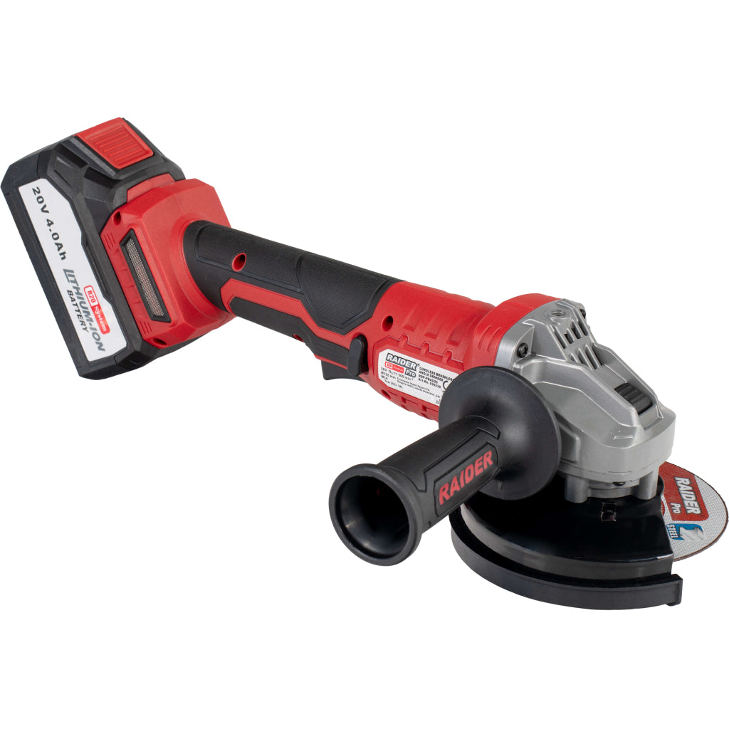 Raider R20 Polizor unghiular cu motor fara perii  Ø125mm 20V 4.0Ah RDP-PBAG20 R20 - O baterie, multe posibilitati!