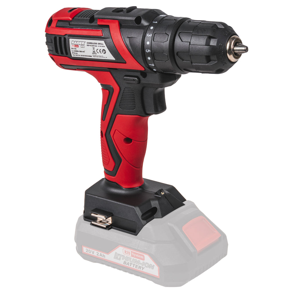 Raider R20 Masina de gaurit si insurubat 20V, SOLO, 44Nm, 10mm, RDP-KCD20 R20 - O baterie, multe posibilitati!