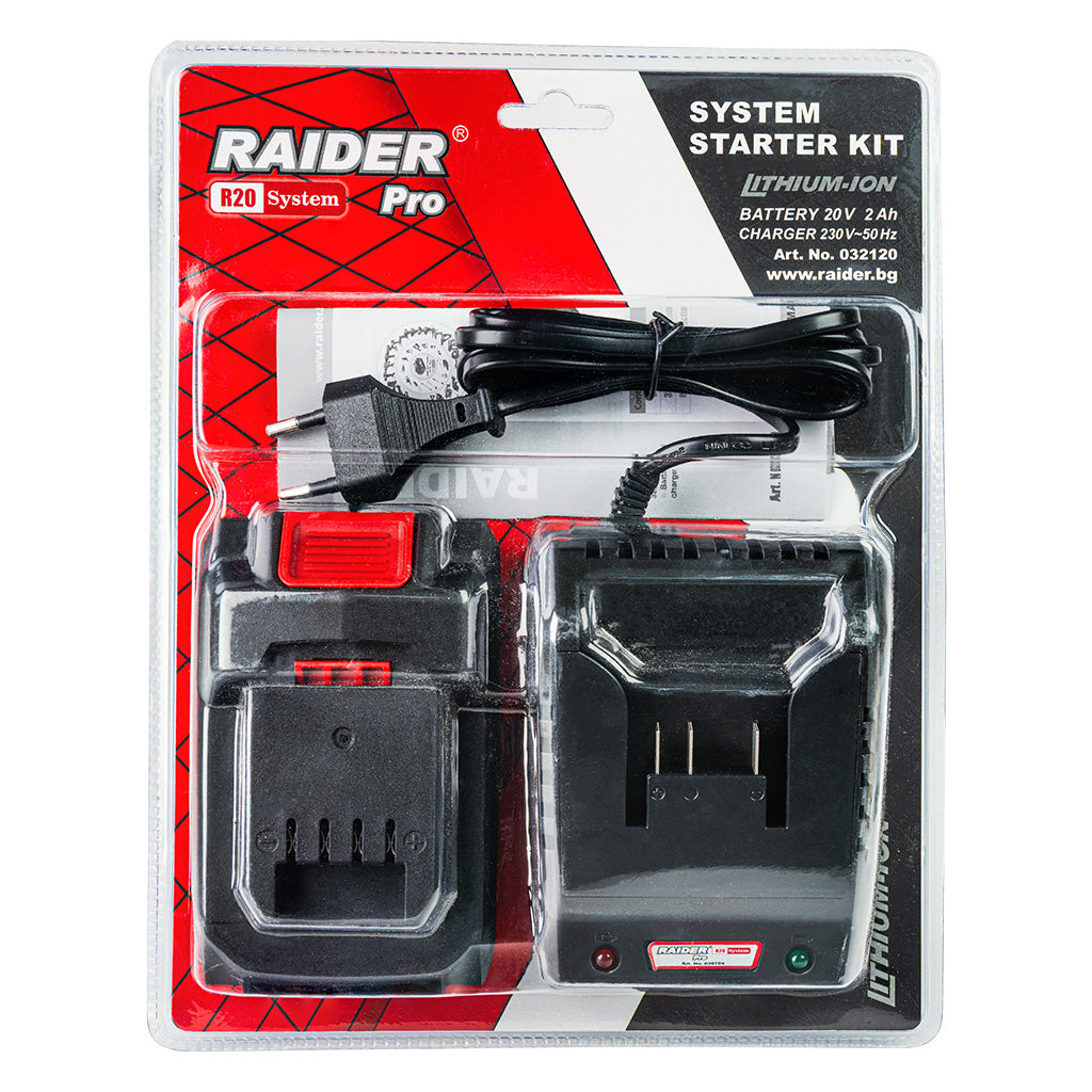 Raider R20 Set incarcator cu baza si acumulator 20V 2.0Ah R20 - O baterie, multe posibilitati!
