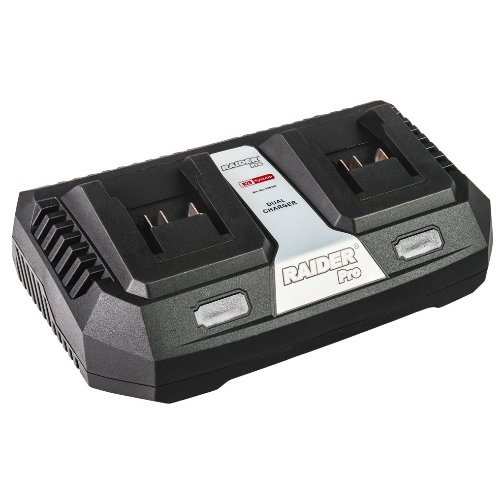 Raider R20 Incarcator dual 2x3Ah pentru acumulator 20V R20 - O baterie, multe posibilitati!