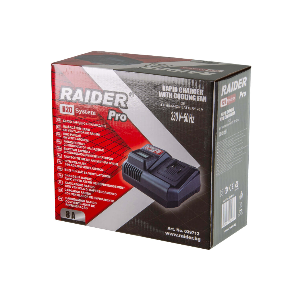 Raider R20 Incarcator rapid 8Ah pentru acumulator 20V R20 - O baterie, multe posibilitati!