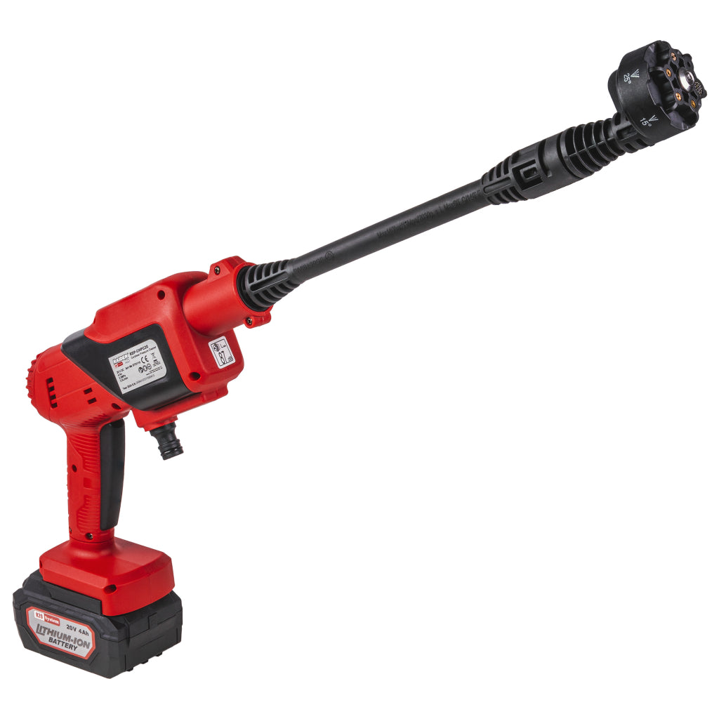 Raider R20 Aparat spalat cu presiune 20V 25 de bari 4.0Ah 6 duze RDP-CHPC20 R20 - O baterie, multe posibilitati!