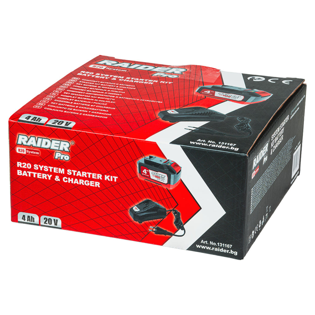 Raider R20 Set incarcator cu baza si acumulator 20V 4Ah R20 - O baterie, multe posibilitati!