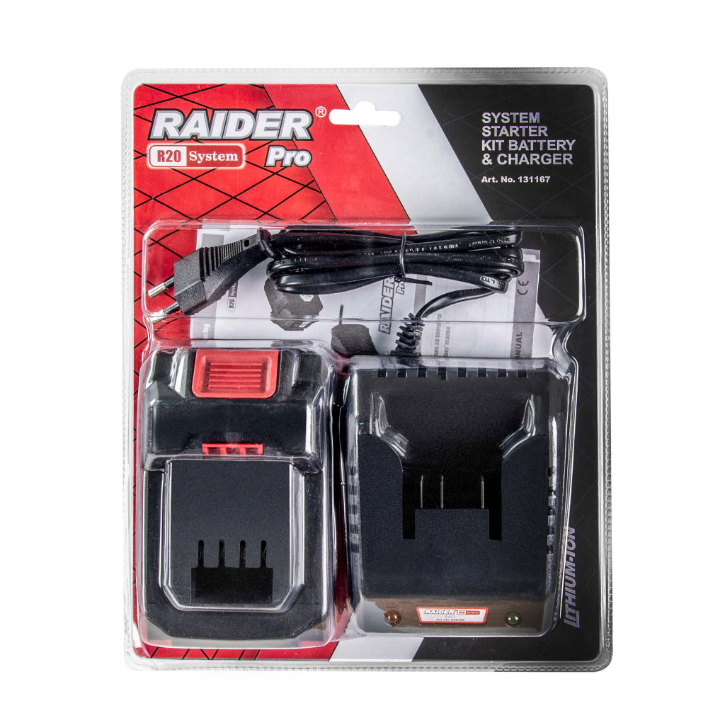 Raider R20 Set incarcator cu baza si acumulator 20V 4Ah R20 - O baterie, multe posibilitati!