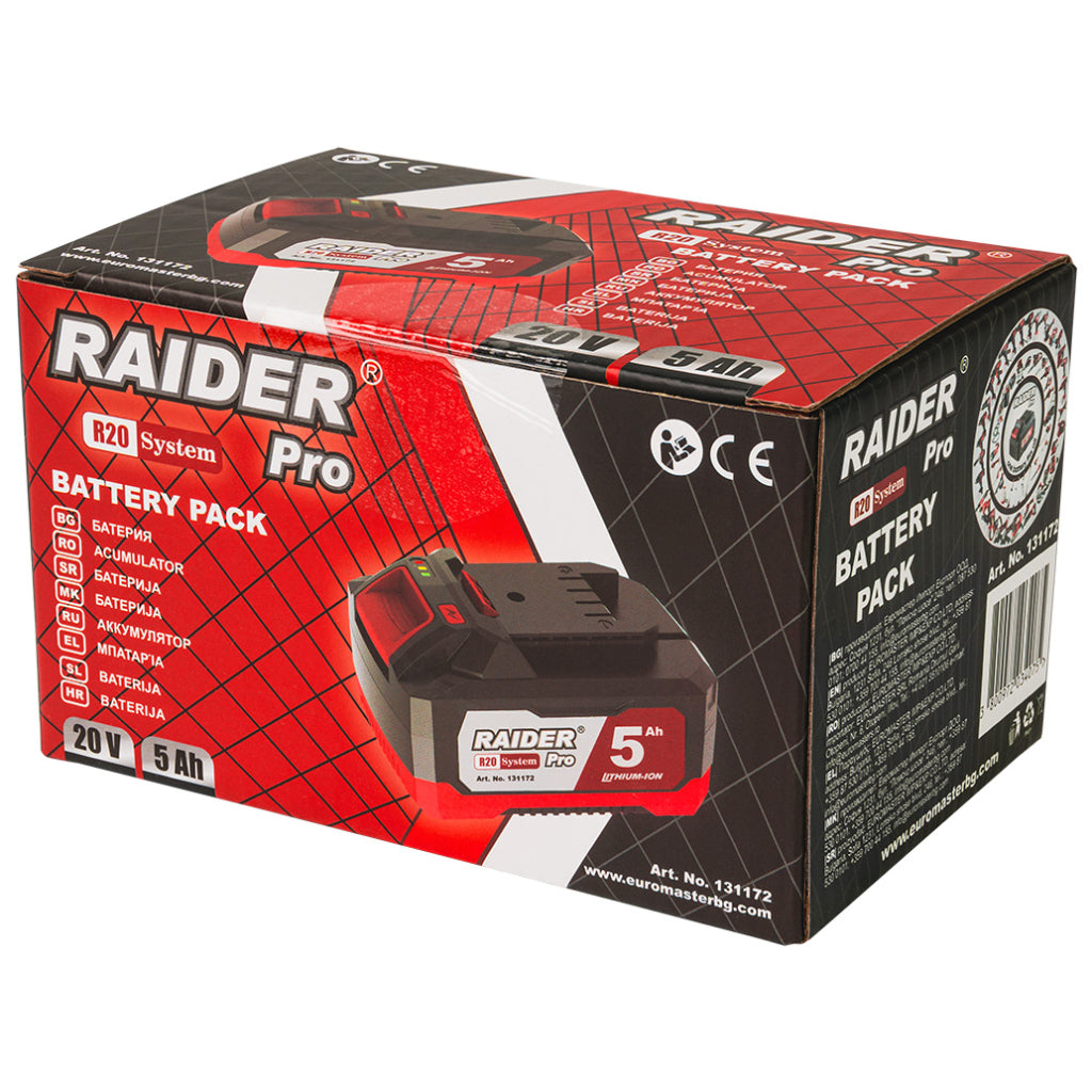 R20 Acumulator Li-ion 20V 5Ah compatibil cu intreaga gama Raider R20 R20 - O baterie, multe posibilitati!