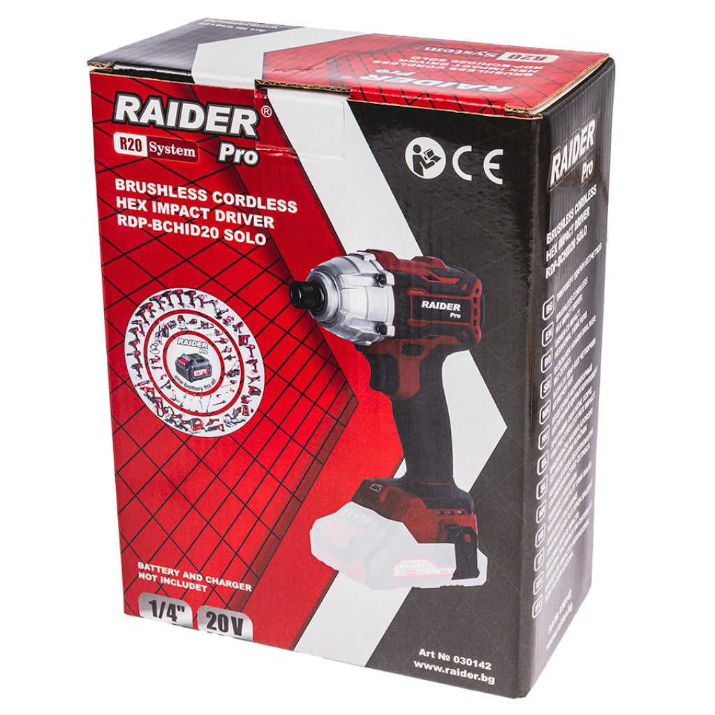 Raider R20 Masina insurubat cu impact 20V HEX1/4" 180Nm SOLO RDP-BCHID20 R20 - O baterie, multe posibilitati!