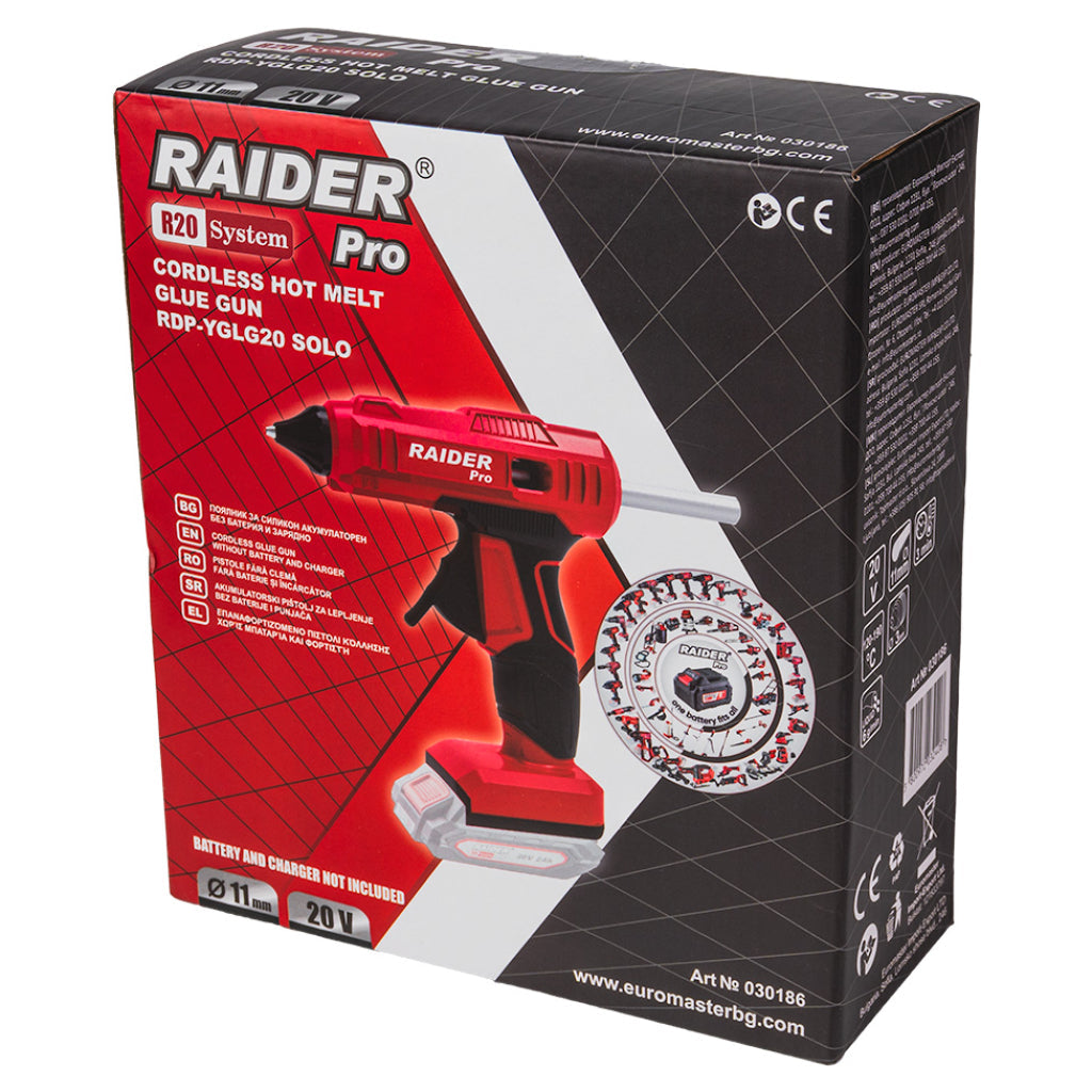 Raider R20 Pistol de lipit cu batoane de silicon ø11 SOLO RDP-YGLG20 R20 - O baterie, multe posibilitati!