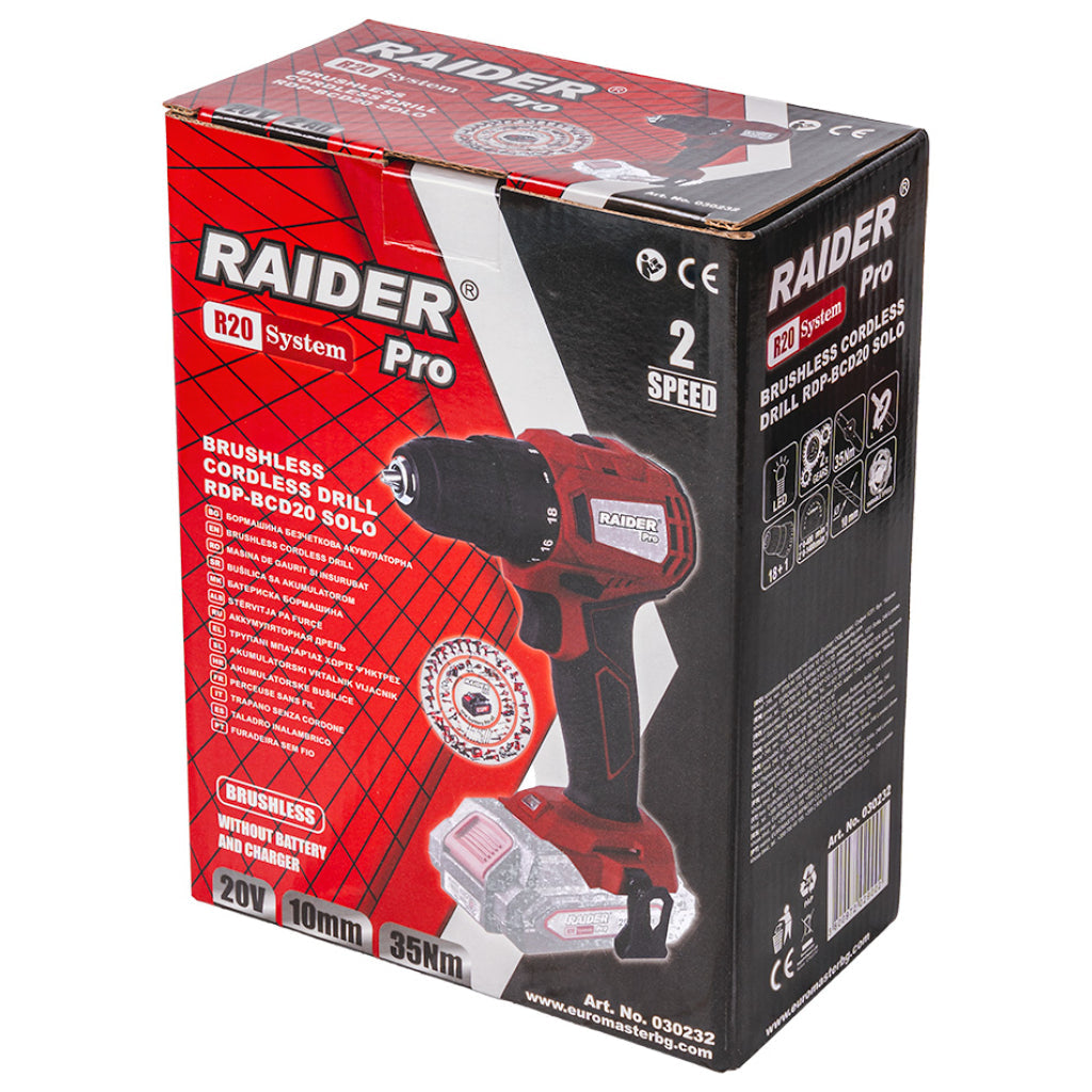 Raider R20 Masina de gaurit si insurubat 20V, SOLO, 35Nm, 10mm, RDP-BCD20 R20 - O baterie, multe posibilitati!