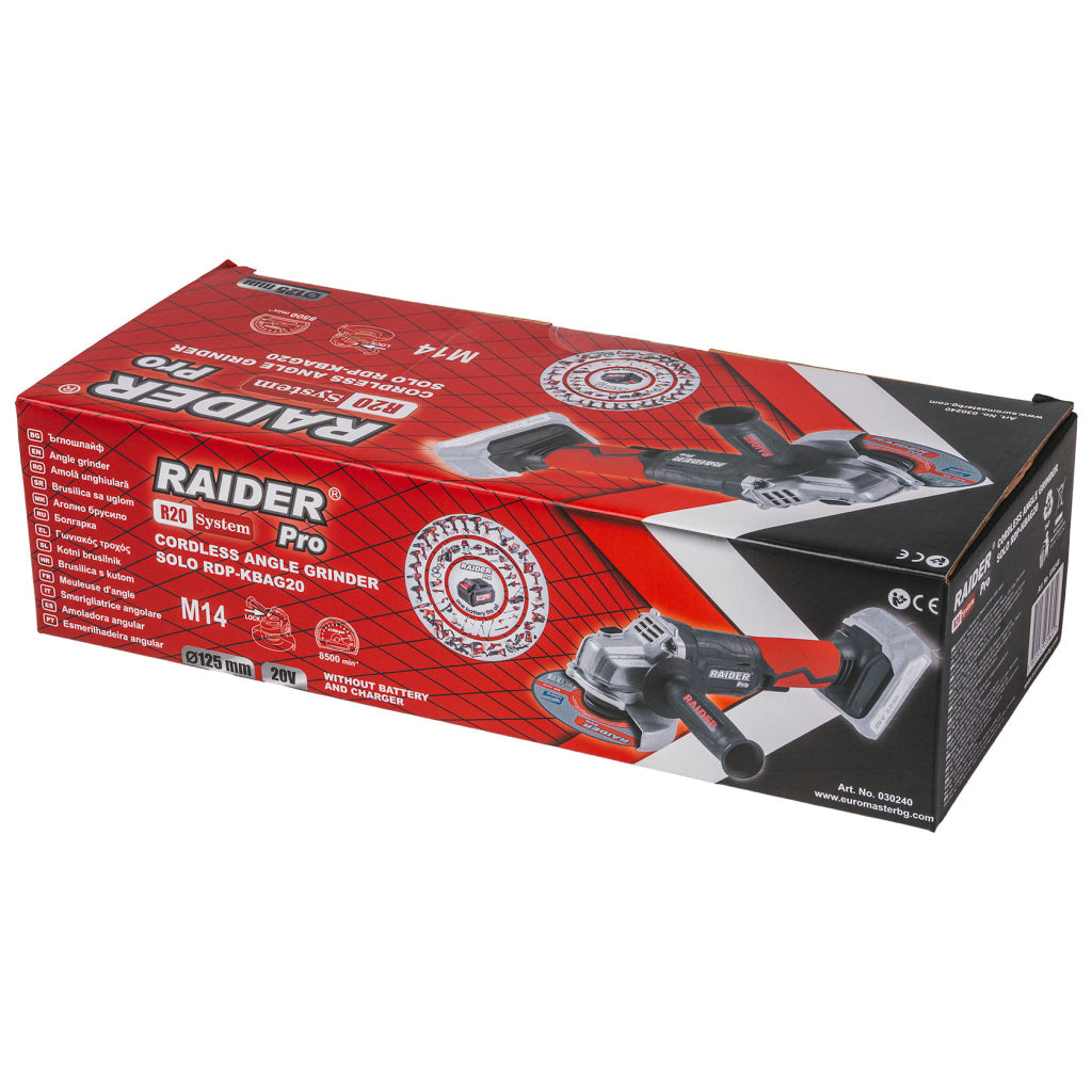 Raider R20 Polizor unghiular Ø125mm 20V SOLO RDP-KBAG20 R20 - O baterie, multe posibilitati!