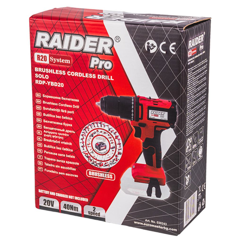 Raider R20 Masina de gaurit si insurubat 20V SOLO 40Nm RDP-YBD20 R20 - O baterie, multe posibilitati!