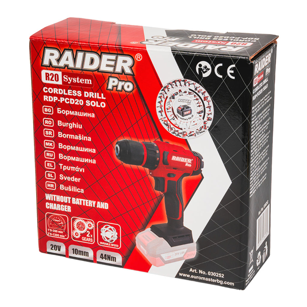 Raider R20 Masina de gaurit cu percutie 20V SOLO 44Nm RDP-PCD20 R20 - O baterie, multe posibilitati!