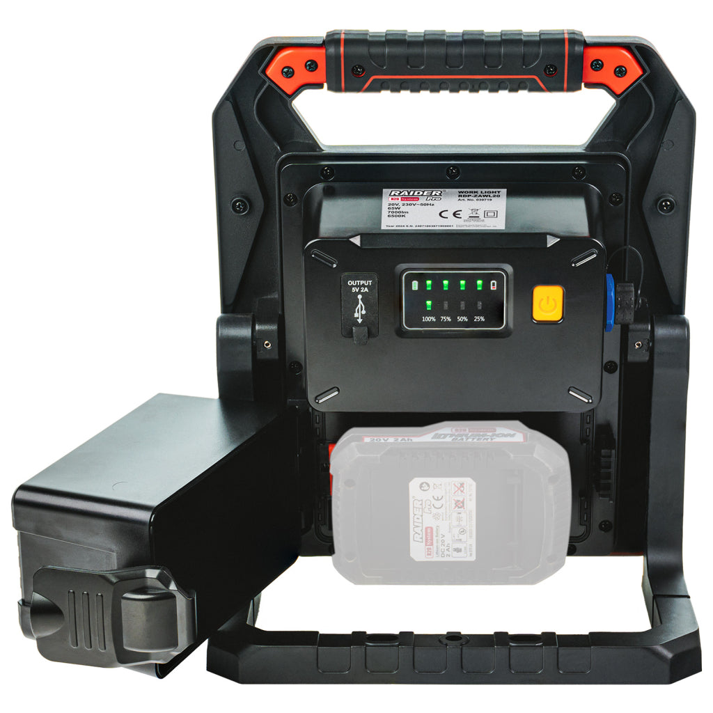 Raider R20 Lampa lucru 20V / 230V 65W 7000lm dimabila USB SOLO RDP-ZAWL20 R20 - O baterie, multe posibilitati!