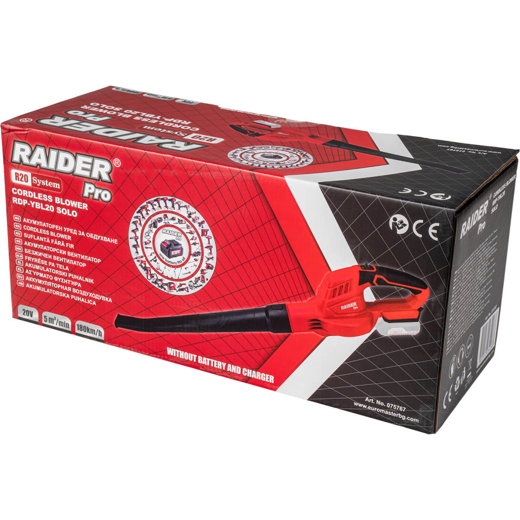 Raider R20 Suflanta frunze 20V 180km/h 5m3/min SOLO RDP-YBL20 R20 - O baterie, multe posibilitati!