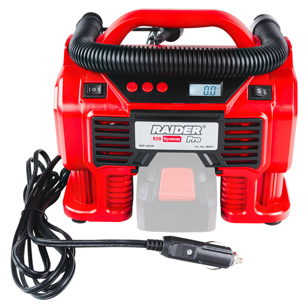 Raider R20 Compresor aer 20V & 12V 11 bari Display LED SOLO RDP-JAC20 R20 - O baterie, multe posibilitati!