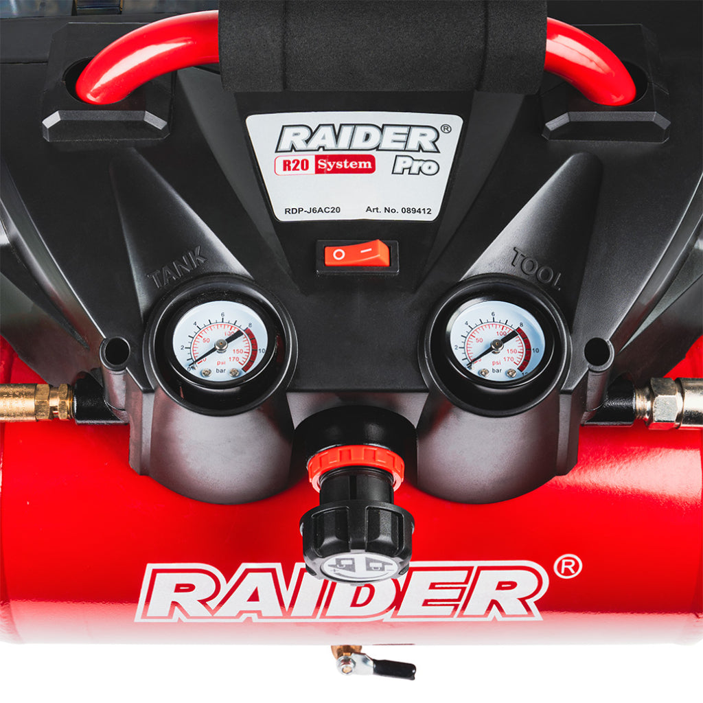 Raider R20 Compresor aer 40V cu butelie de 6L 98L/min 9bar SOLO RDP-J6AC20 R20 - O baterie, multe posibilitati!