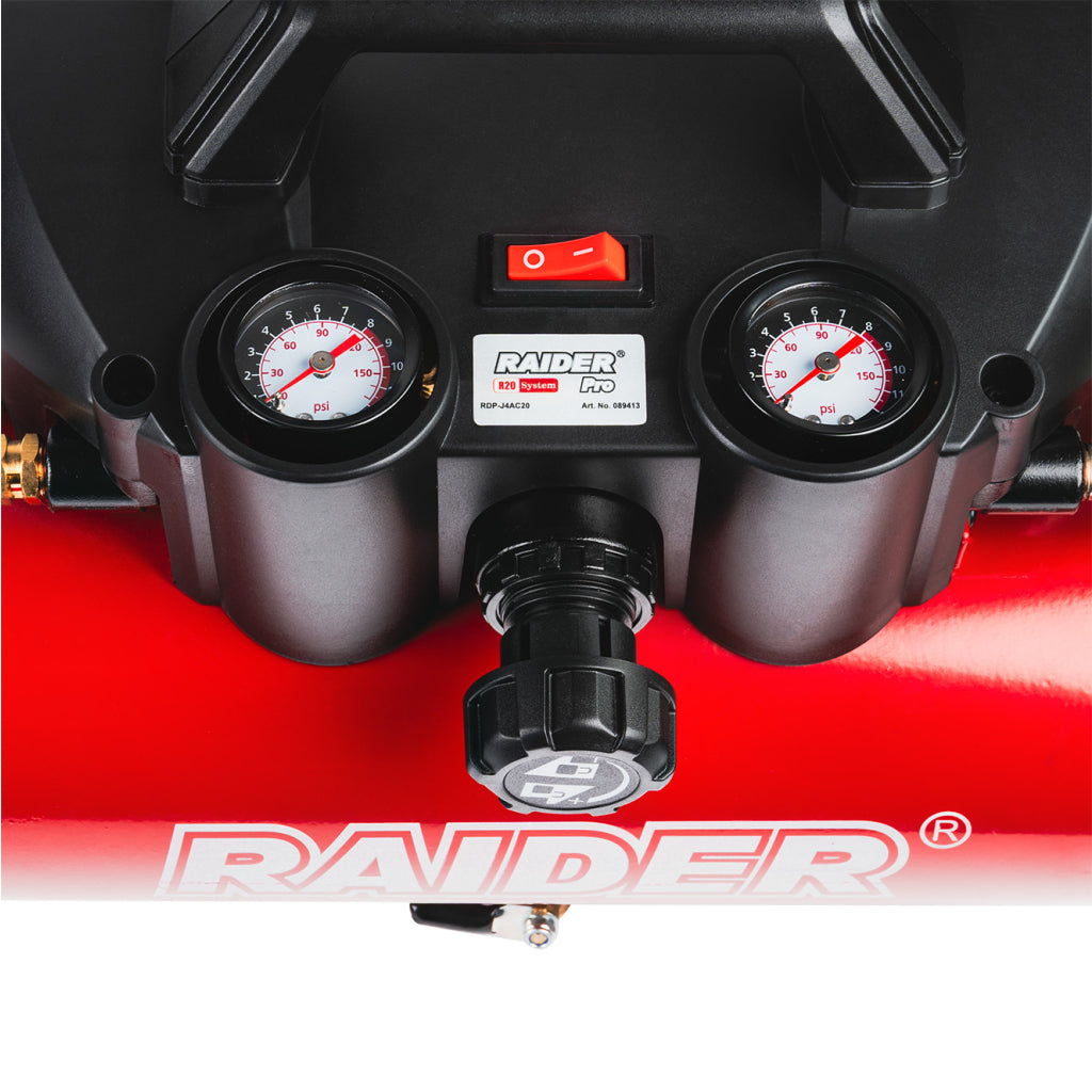 Raider R20 Compresor aer 20V cu butelie de 4L 32L/min 8bar SOLO RDP-J4AC20 R20 - O baterie, multe posibilitati!