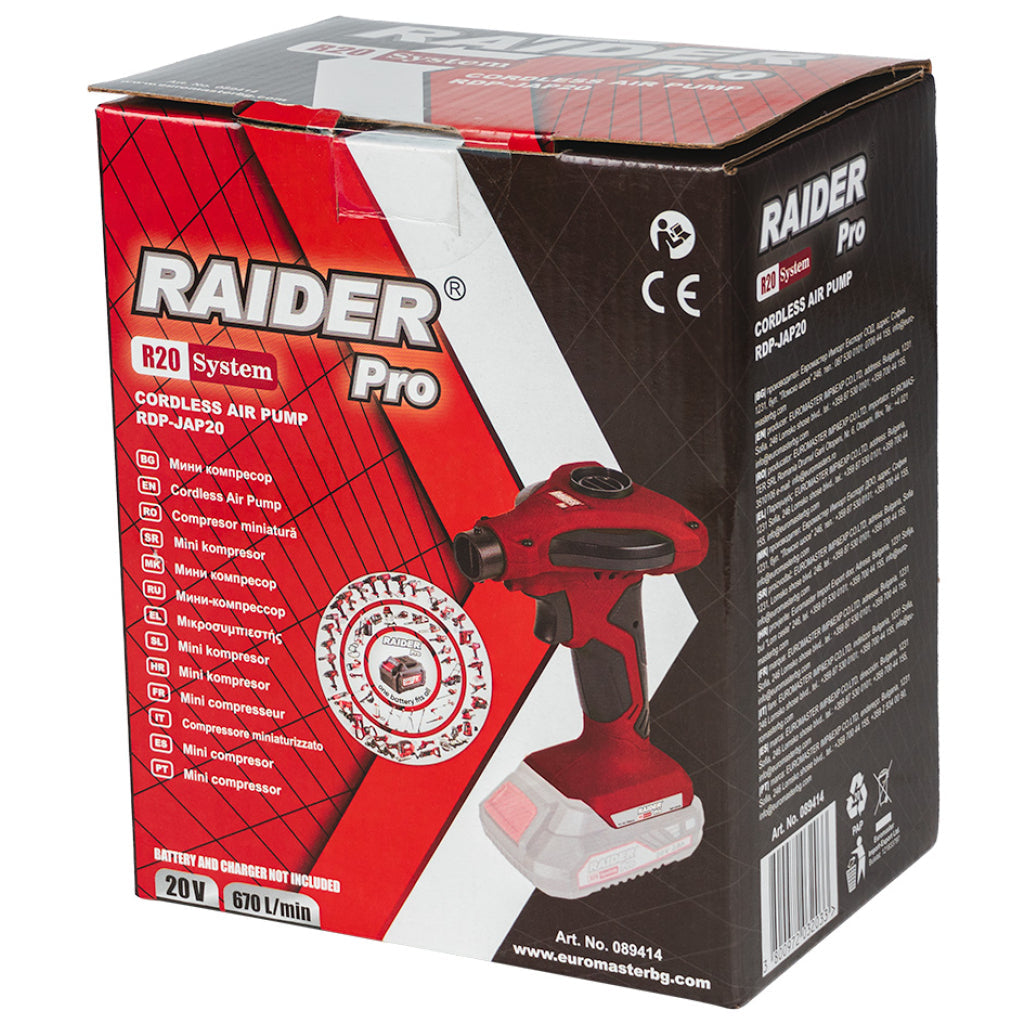 Raider R20 Pompa de aer si suflu cu presiune 20V 7 bari 670L/min SOLO RDP-JAP20 R20 - O baterie, multe posibilitati!