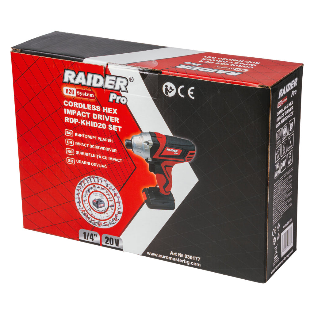 Raider R20 Masina insurubat cu impact 20V HEX1/4" 140Nm 2.0Ah RDP-KHID20 R20 - O baterie, multe posibilitati!