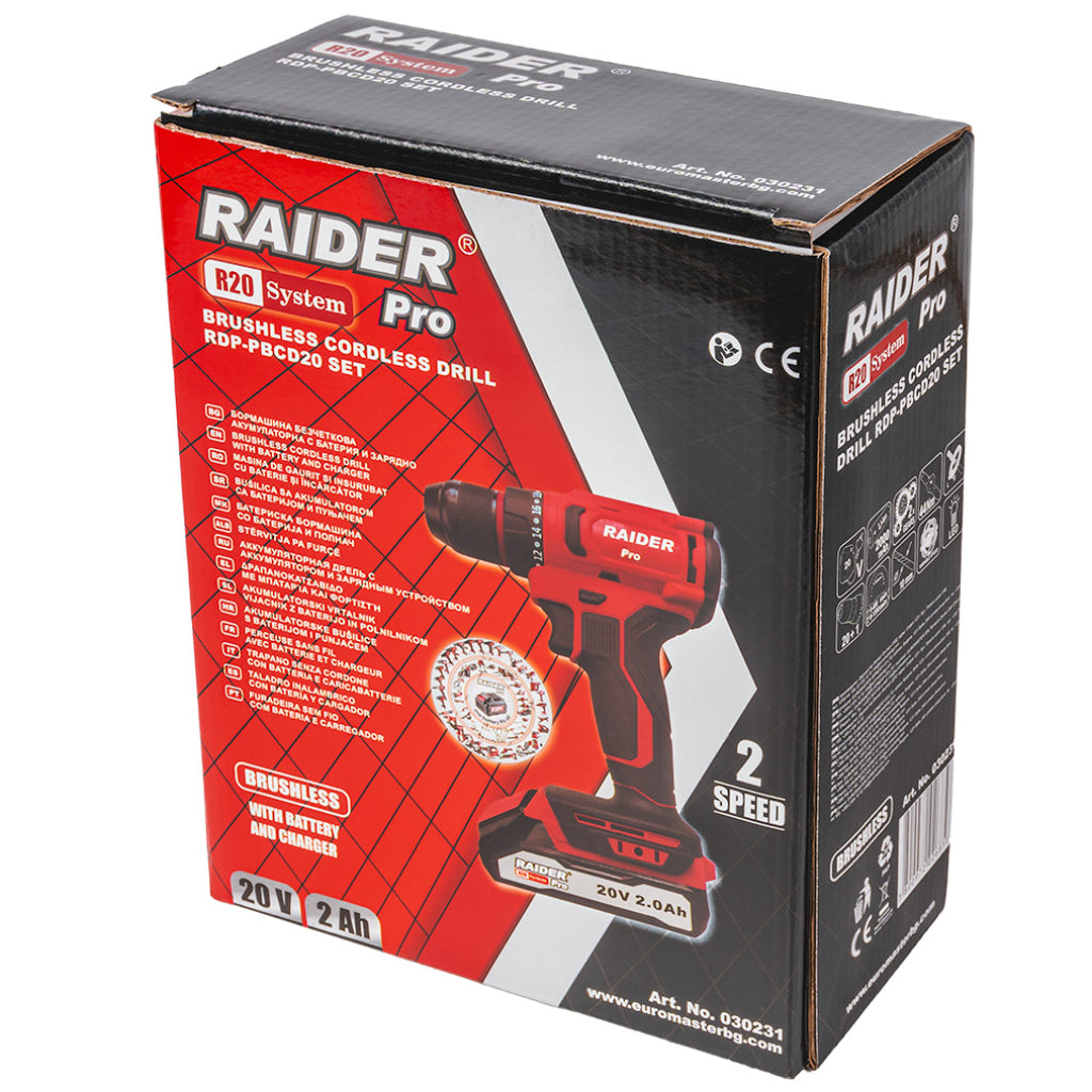 Raider R20 Masina de gaurit si insurubat 20V 2.0Ah 44Nm RDP-PBCD20 R20 - O baterie, multe posibilitati!