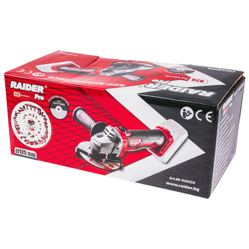 Raider R20 Polizor unghiular Ø125mm 20V SOLO RDP-SPAG20 R20 - O baterie, multe posibilitati!