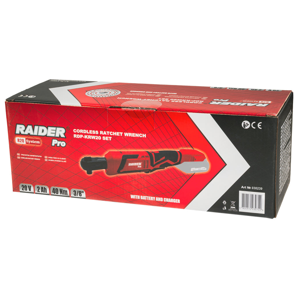 Raider R20 Cheie cu clichet 3/8" 40Nm LED SOLO RDP-KRW20 R20 - O baterie, multe posibilitati!