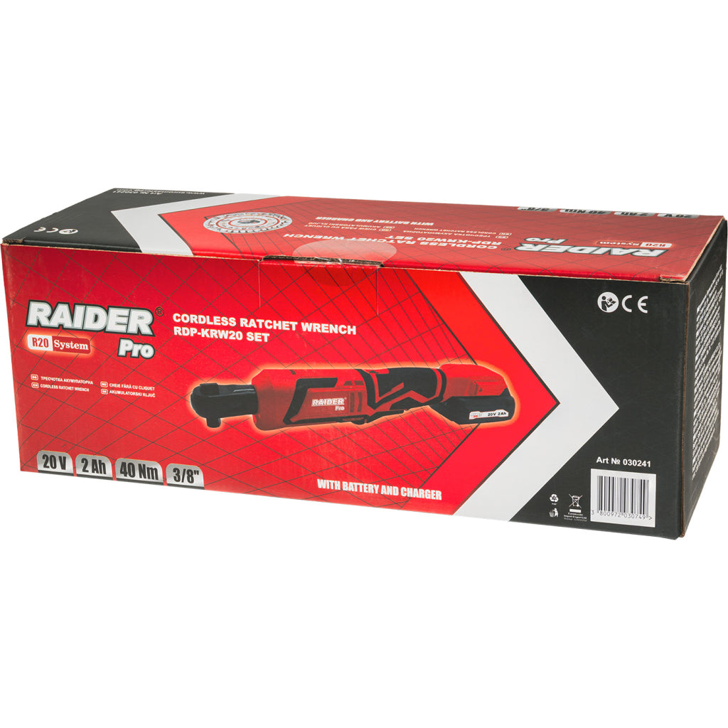 Raider R20 Cheie cu clichet 3/8" 40Nm LED 2.0Ah RDP-KRW20 R20 - O baterie, multe posibilitati!