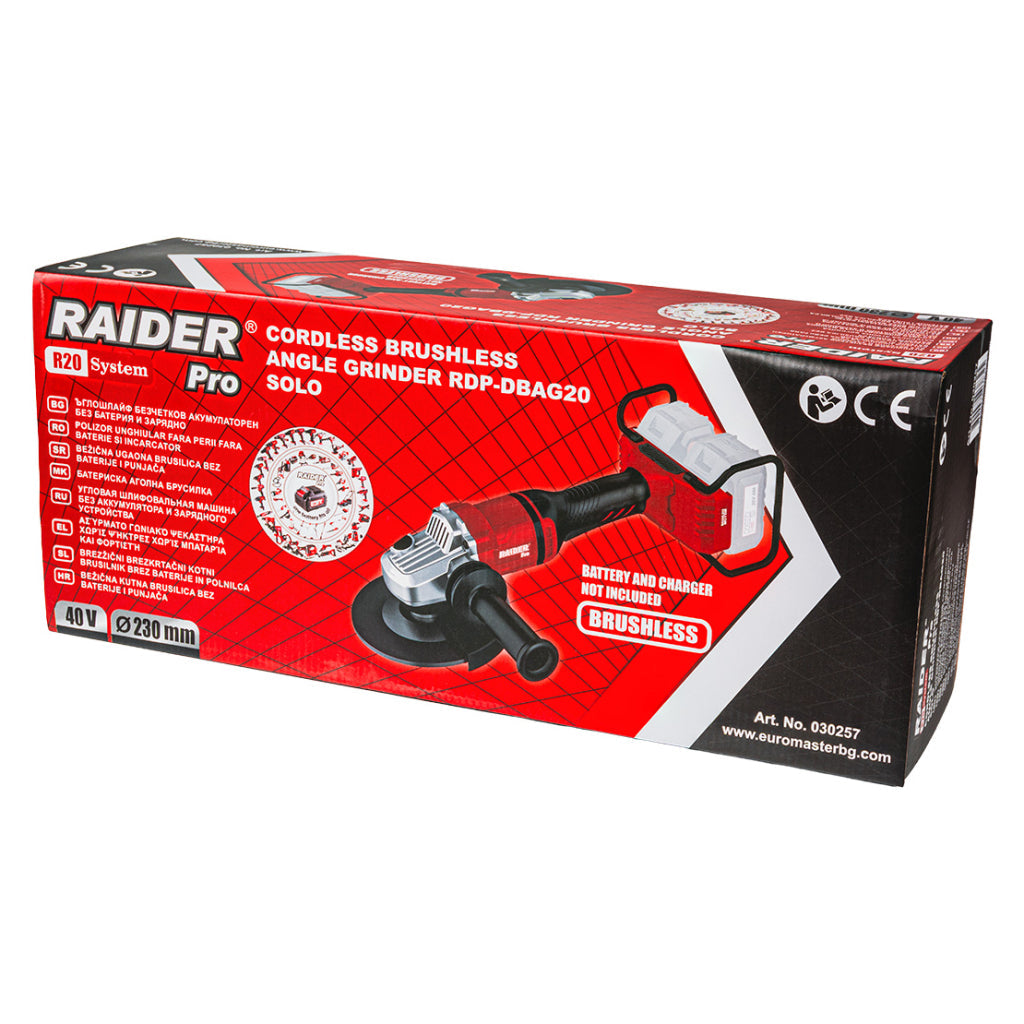 Raider R20 Polizor unghiular Ø230mm 40V SOLO RDP-DBAG20 R20 - O baterie, multe posibilitati!