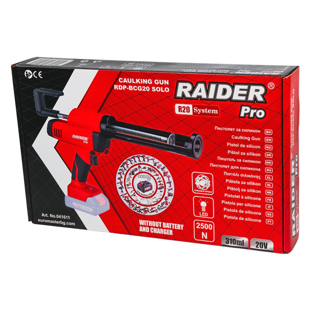 Raider R20 Pistol silicon 20V 310ml 2500N viteza variabila SOLO RDP-BCG20 R20 - O baterie, multe posibilitati!
