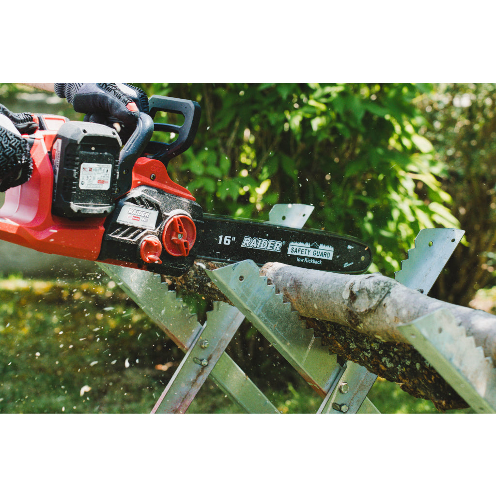 Raider R20 Fierastrau electric cu lant si lama 40V 400mm 2x4.0Ah RDP-SBCS20 R20 - O baterie, multe posibilitati!
