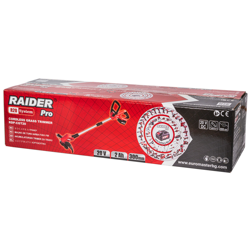 Raider R20 Trimmer gazon 20V 300mm 2.0Ah RDP-CGT20 R20 - O baterie, multe posibilitati!