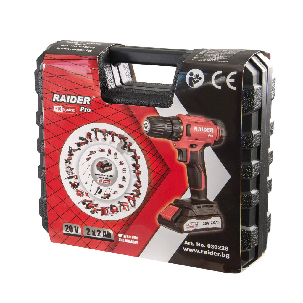 Raider R20 Masina de gaurit si insurubat 20V 2x2.0Ah 44Nm RDP-SPCD20 R20 - O baterie, multe posibilitati!
