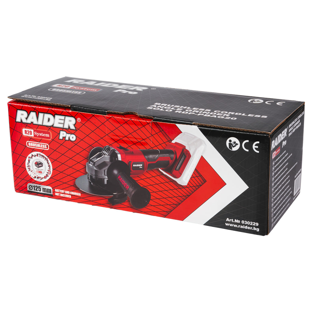Raider R20 Polizor unghiular cu motor fara perii  Ø125mm 20V SOLO RDP-PBAG20 R20 - O baterie, multe posibilitati!