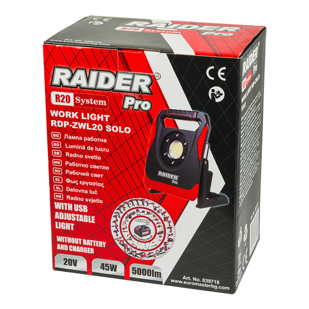 Raider R20 Lampa de lucru 20W 45W 5000lm dimabila USB AL SOLO RDP-ZWL20 R20 - O baterie, multe posibilitati!