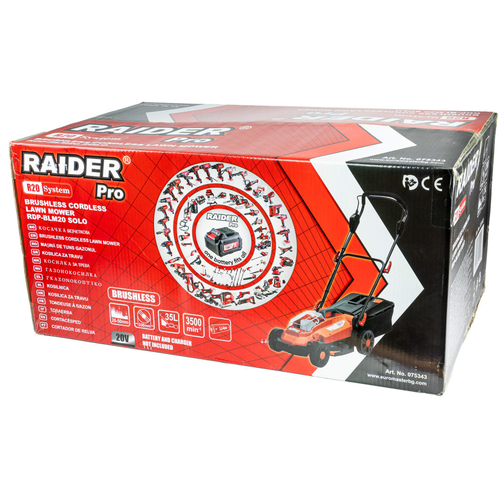 Raider R20 Masina tuns iarba brushless 20V 33cm 35L SOLO RDP-BLM20 R20 - O baterie, multe posibilitati!